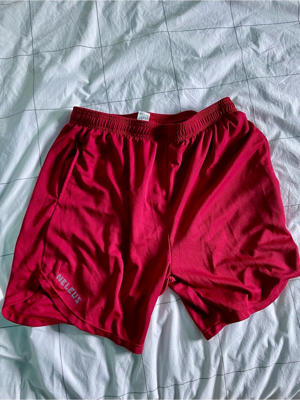 Men's Red Athletic Shorts with Elastic Waistband